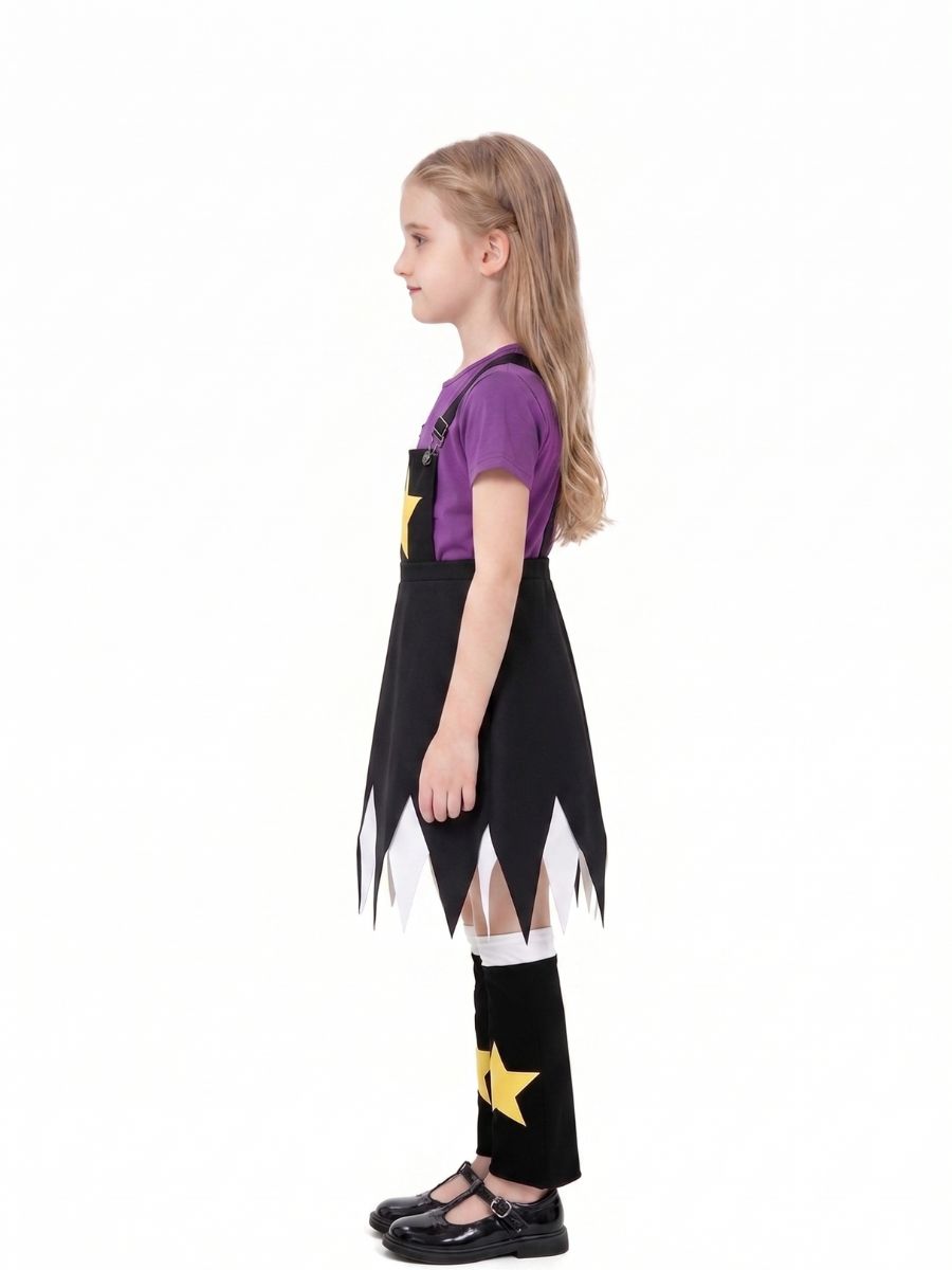 Halloween Costume Creepy Doll Cosplay Dress Star Suspender Set - Image 2