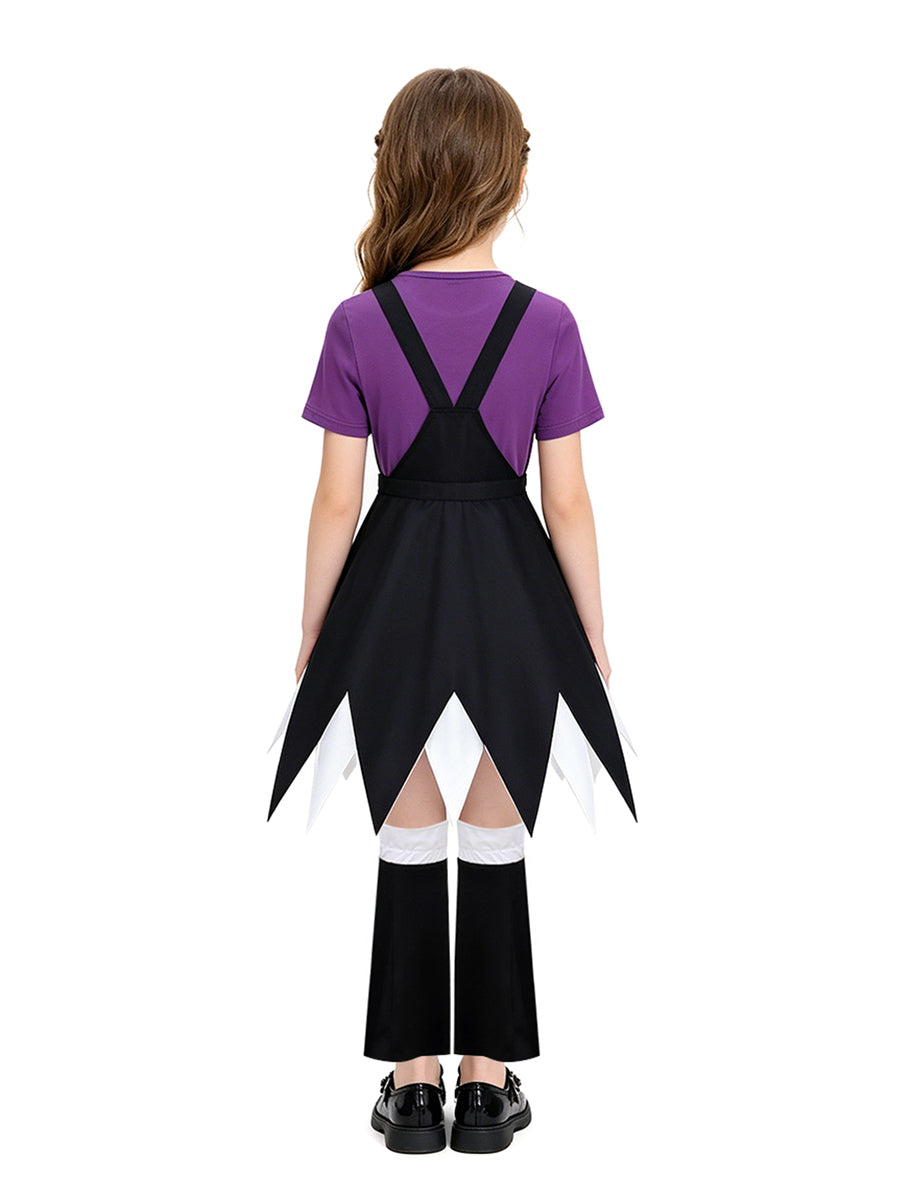 Halloween Costume Creepy Doll Cosplay Dress Star Suspender Set - Image 3