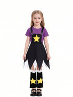 Halloween Costume Creepy Doll Cosplay Dress Star Suspender Set - Image 4