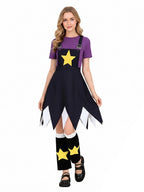 Halloween Costume Creepy Doll Cosplay Dress Star Suspender Set - Image 9