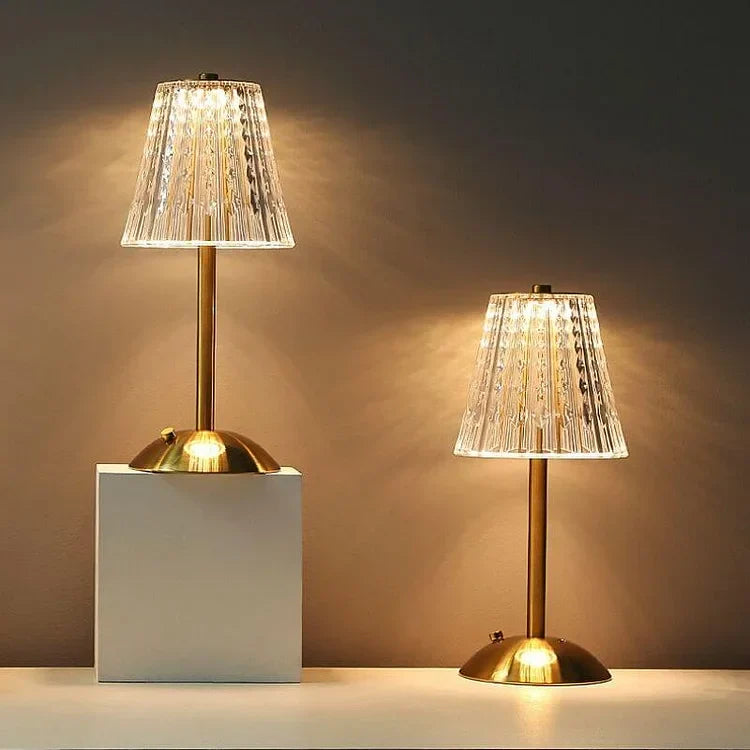 Golden Crystal Glass Table Lamp in Decorative Design with Sparkling Shade - Image 6