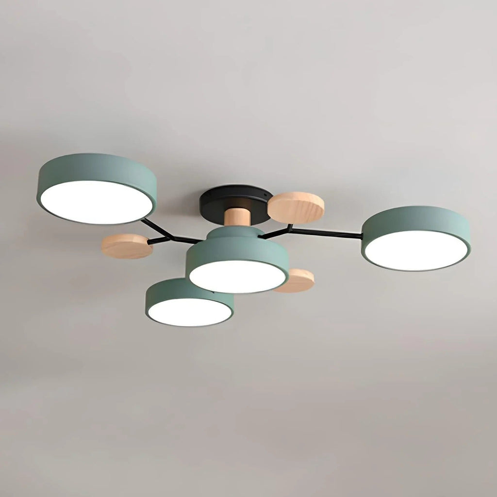 Modern LED Round Iron Semi Flush Chandelier Contemporary Ceiling Light - Image 2