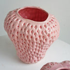 Strawberry Ceramic Flower Vase Glossy Textured Finish - Image 3