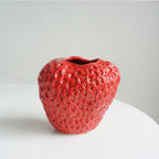 Strawberry Ceramic Flower Vase Glossy Textured Finish - Image 11