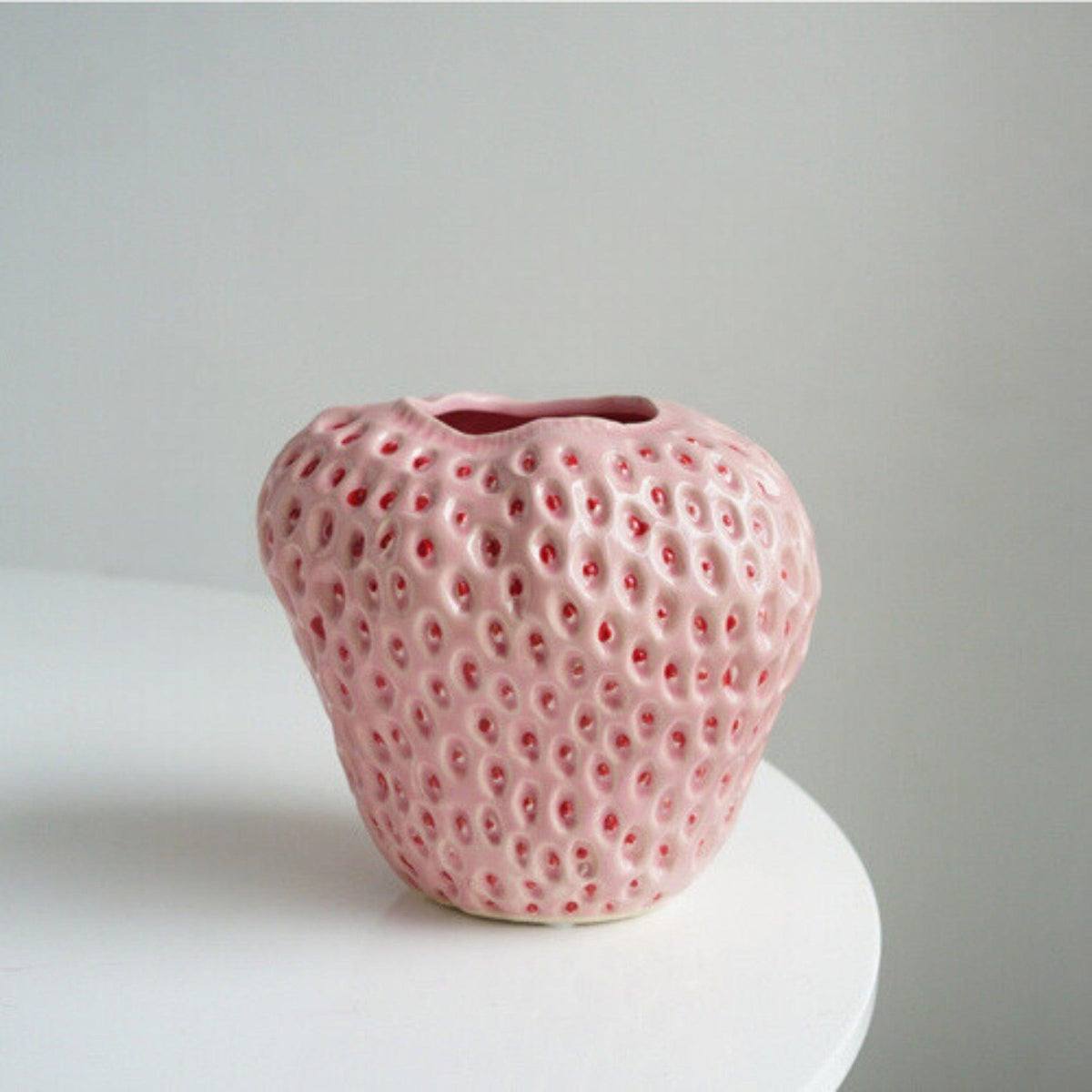 Strawberry Ceramic Flower Vase Glossy Textured Finish - Image 5