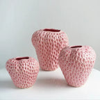 Strawberry Ceramic Flower Vase Glossy Textured Finish - Image 4