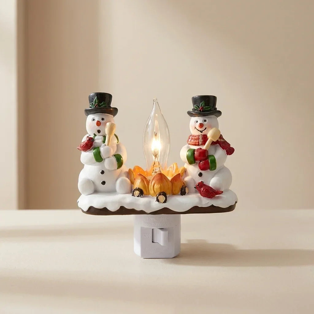 Snowman Campfire Night Light Plug In