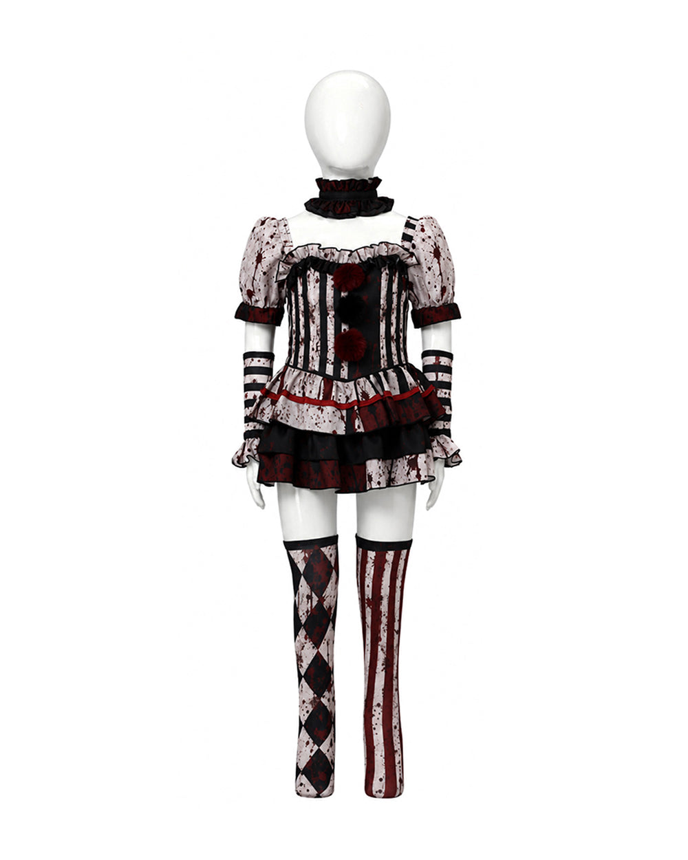Womens 4 Piece Clown Costume Pierrot - Image 11