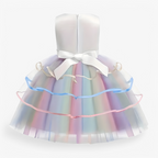 Unicorn Princess Dress Girls Rainbow Tulle Floral Birthday Costume - Image 5