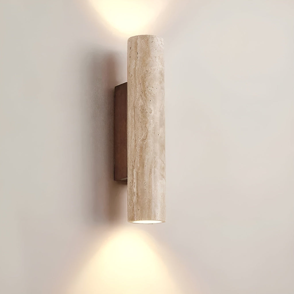 Cylindrical Travertine Wall Sconce Up Down Light
