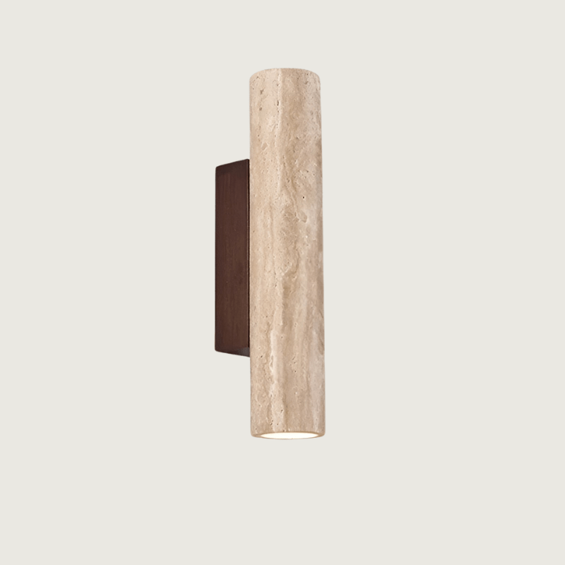 Cylindrical Travertine Wall Sconce Up Down Light - Image 2