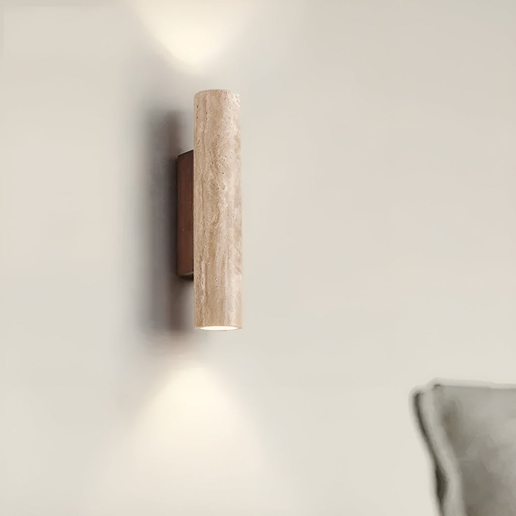 Cylindrical Travertine Wall Sconce Up Down Light - Image 5