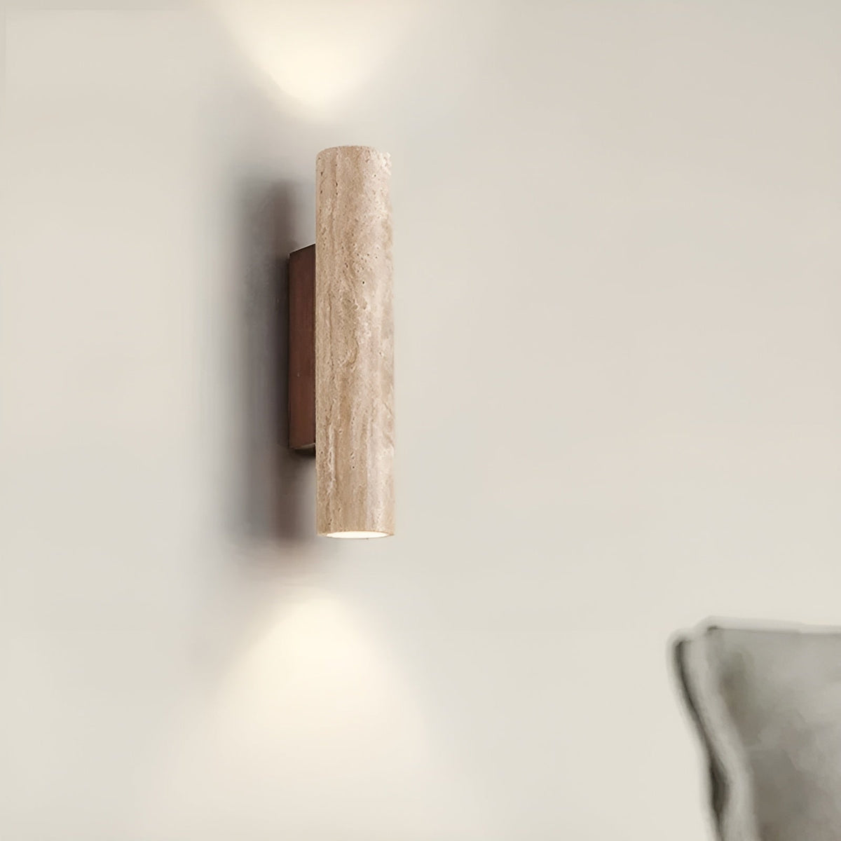 Cylindrical Travertine Wall Sconce Up Down Light - Image 5