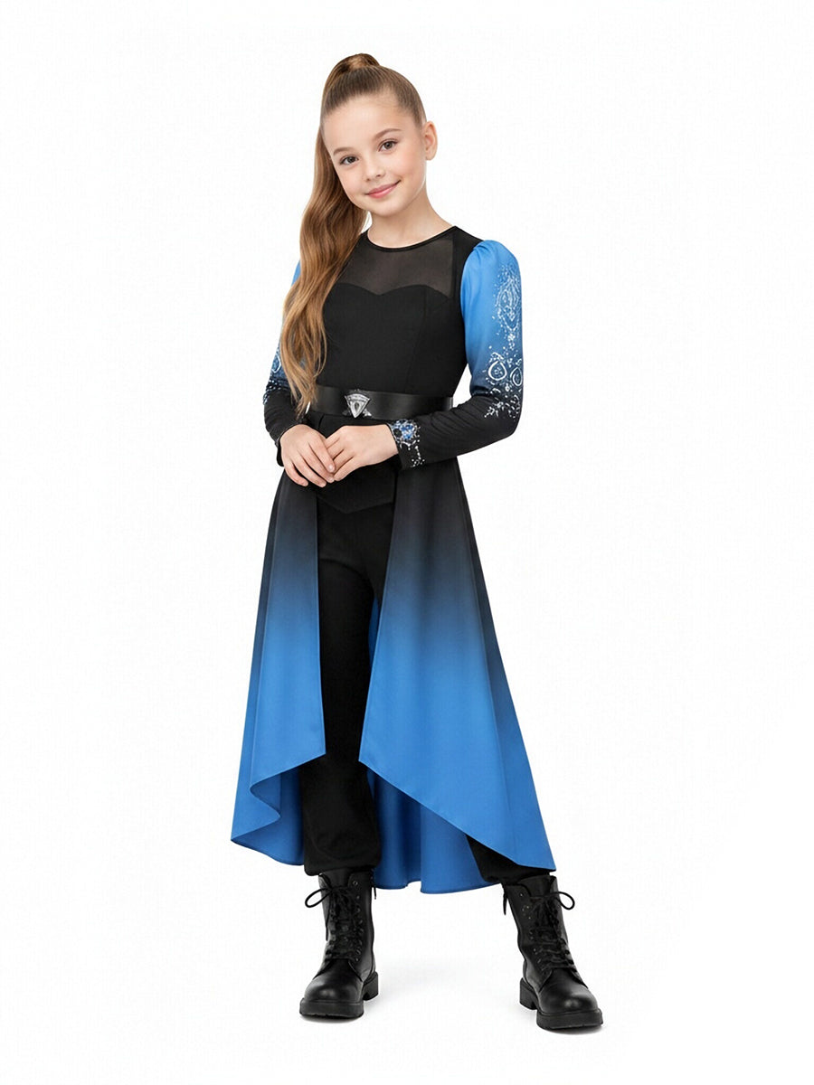 3 Piece Princess Cosplay Outfit Blue Ombre - Image 4