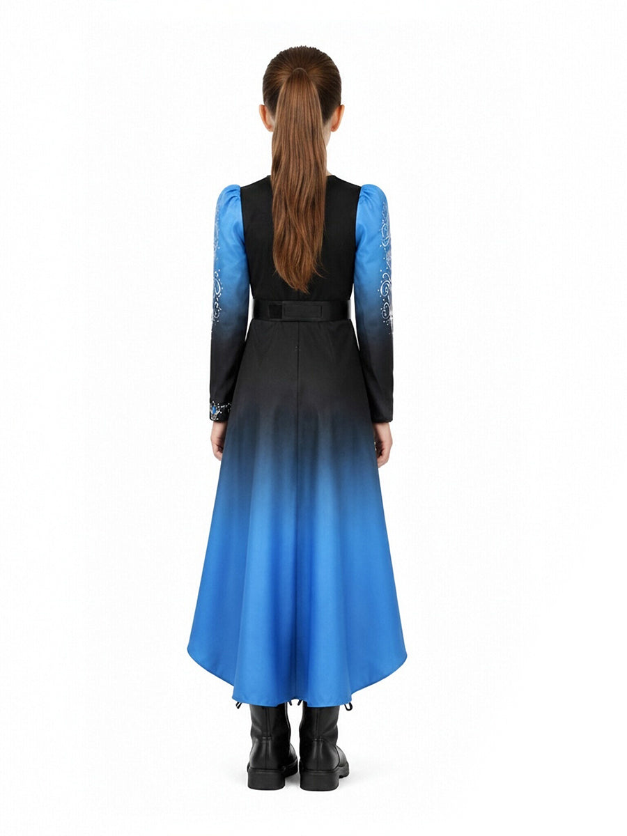 3 Piece Princess Cosplay Outfit Blue Ombre - Image 5