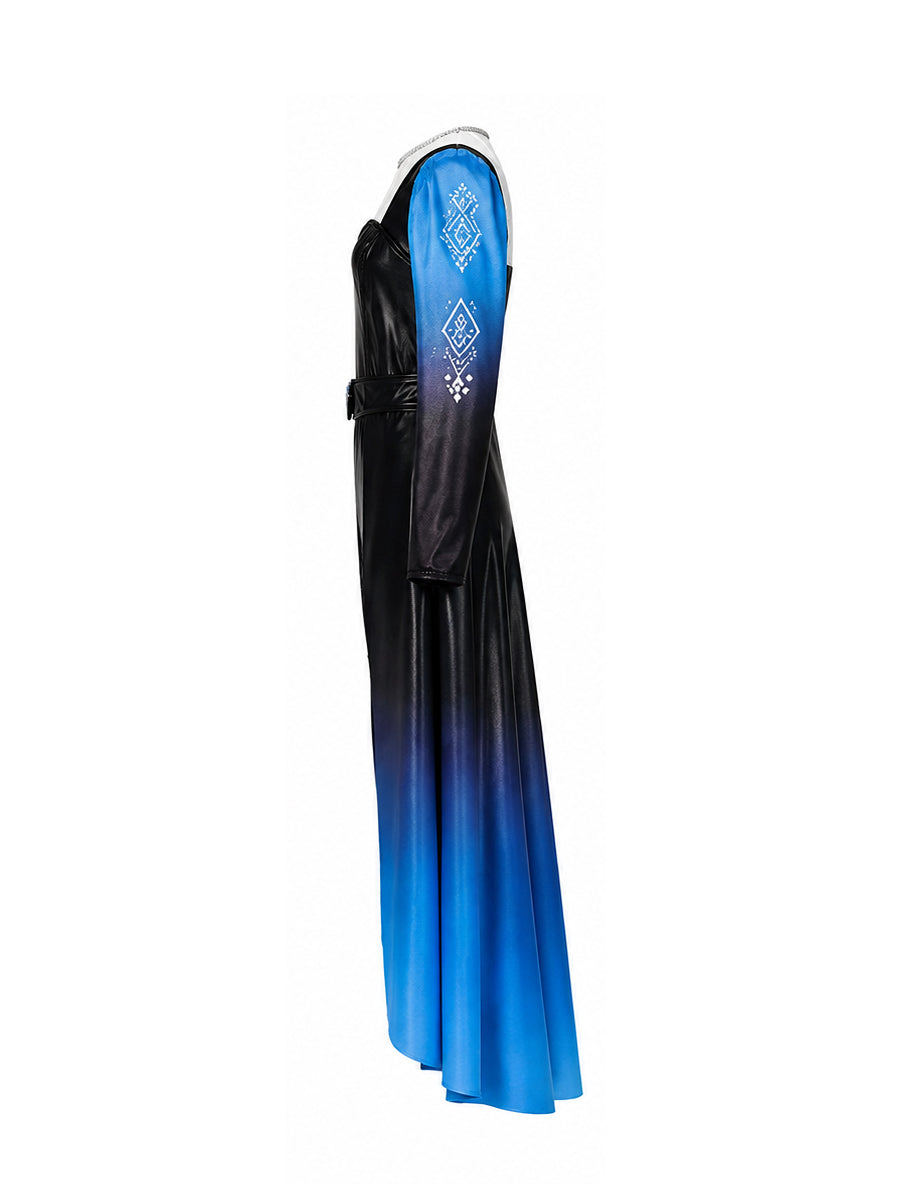 Halloween Costume Faux Leather Cosplay Jumpsuit Blue Ombre Cape - Image 12