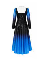 Halloween Costume Faux Leather Cosplay Jumpsuit Blue Ombre Cape - Image 13
