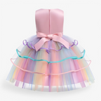 Unicorn Princess Dress Girls Rainbow Tulle Floral Birthday Costume - Image 6