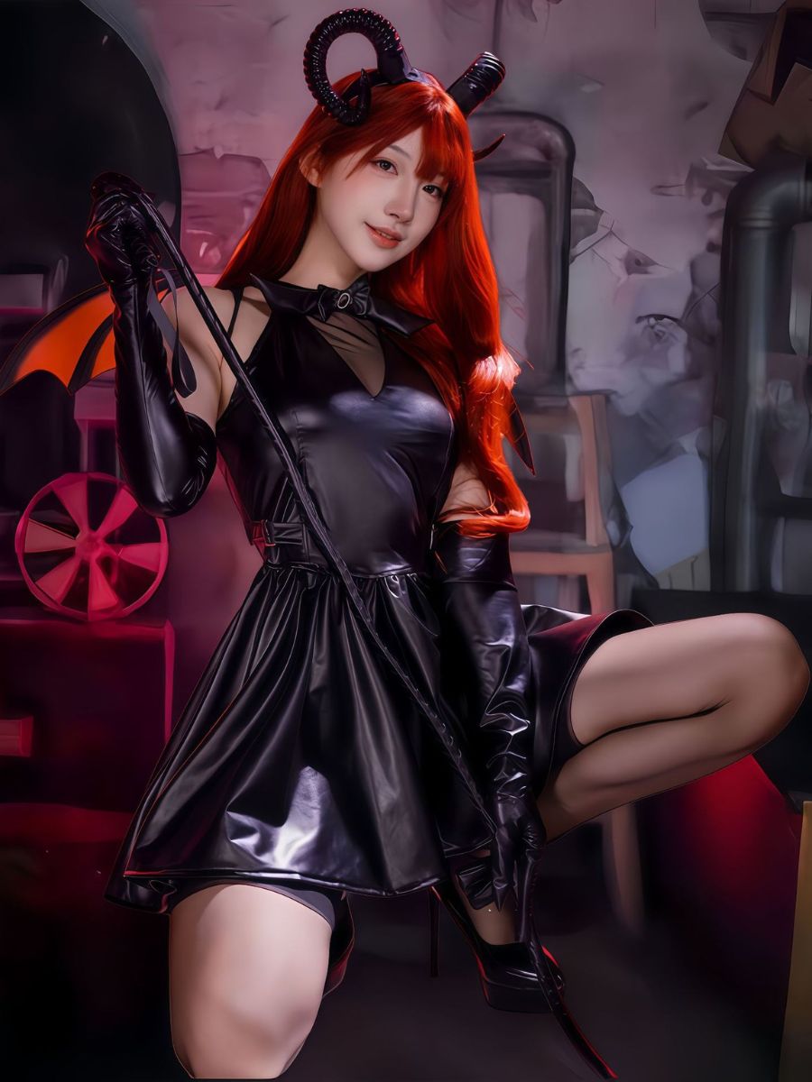 Womens Faux Leather Demon Dress Set - Image 2