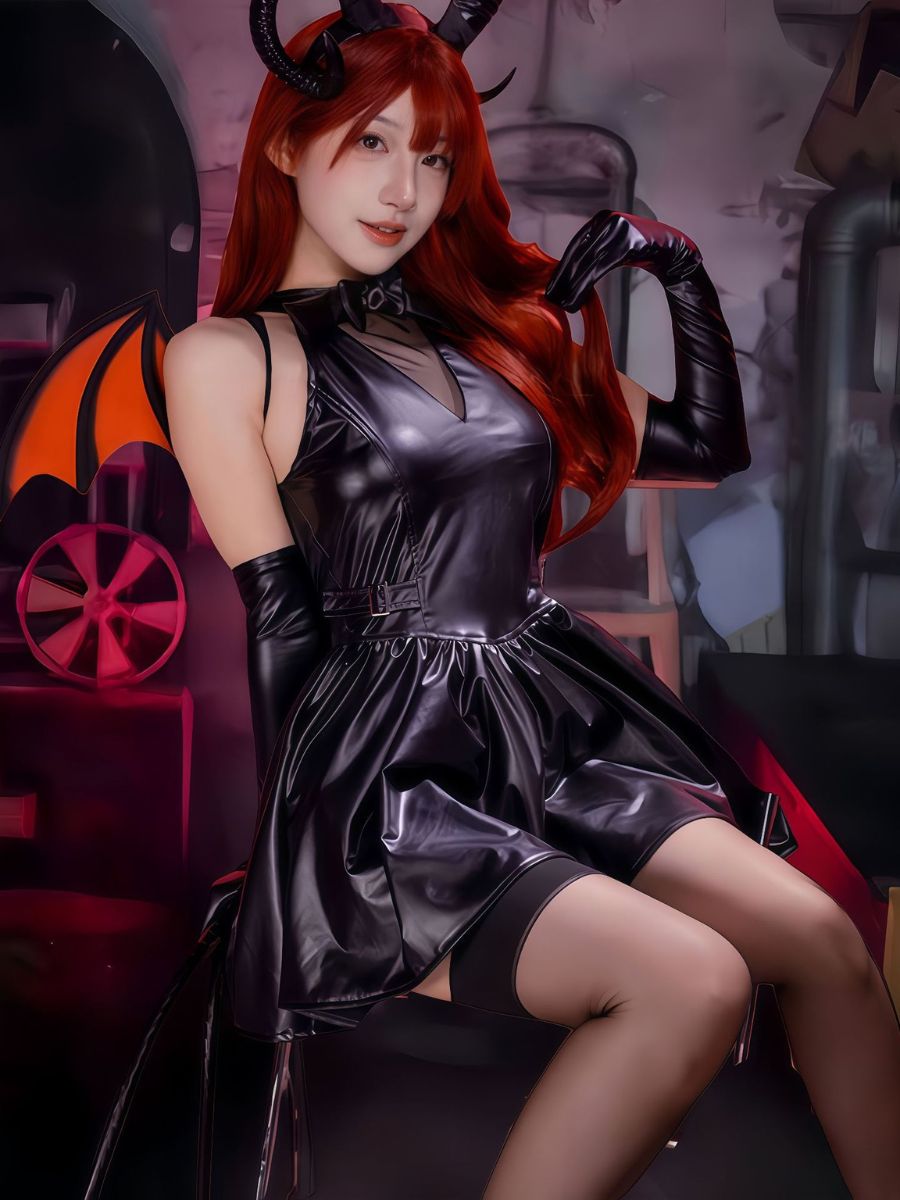Womens Faux Leather Demon Dress Set - Image 3
