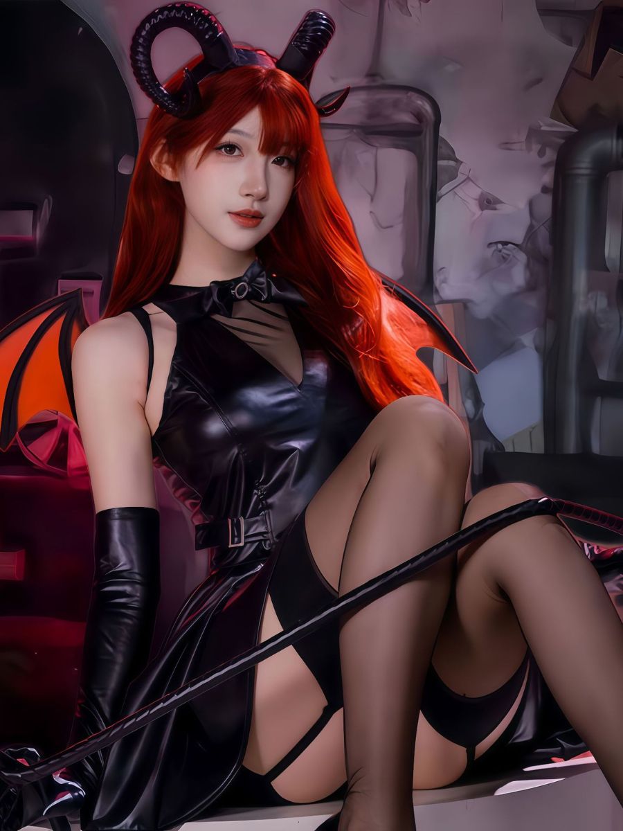 Womens Faux Leather Demon Dress Set - Image 4