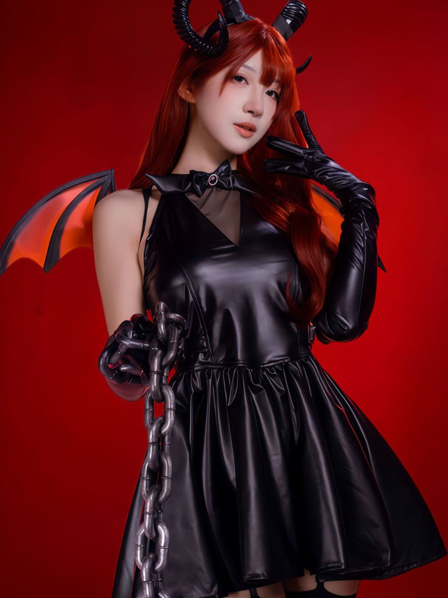 Womens Faux Leather Demon Dress Set - Image 5