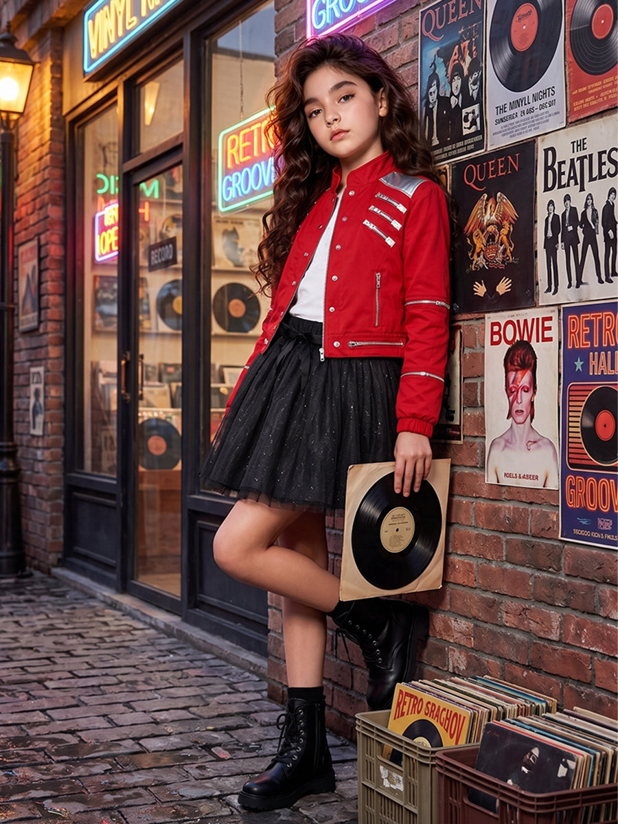 Girls 3 Piece 80s Pop Star Costume