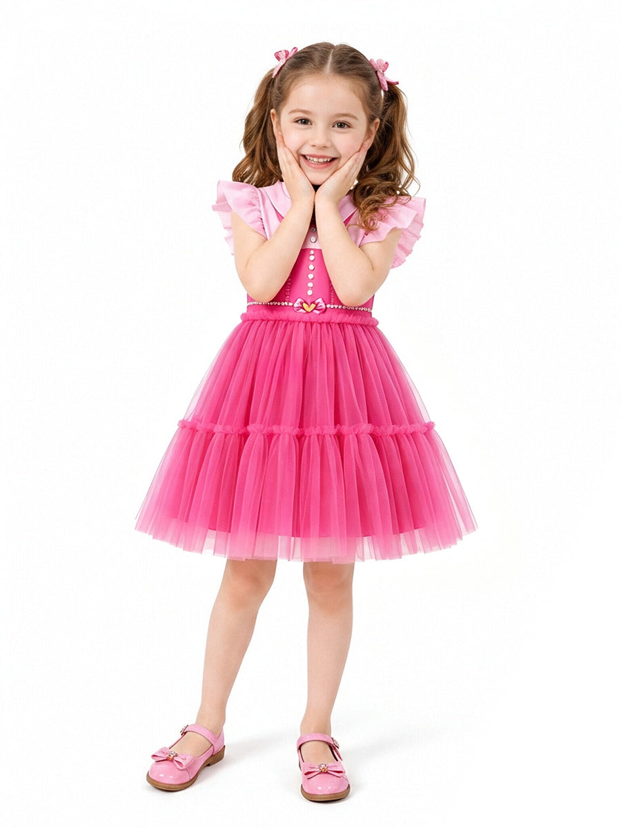 Girls 2 Piece Tulle Princess Dress Set - Image 4