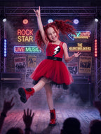 Girls Red Princess Tutu Dress Broken Heart Halloween Costume - Image 6