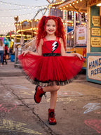 Girls Red Princess Tutu Dress Broken Heart Halloween Costume - Image 7