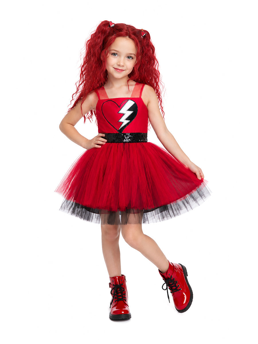 Girls Red Princess Tutu Dress Broken Heart Halloween Costume
