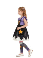 Girls Halloween Costume Purple Star Cosplay Dress Leggings Set - Image 2