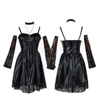 Women Faux Leather Anime Cosplay Dress Set - Image 6