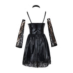 Women Faux Leather Anime Cosplay Dress Set - Image 5