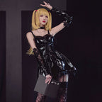 Women Faux Leather Anime Cosplay Dress Set - Image 2