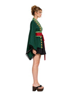 Green Kimono Cosplay Costume Womens Pleated Skirt Set - Image 2