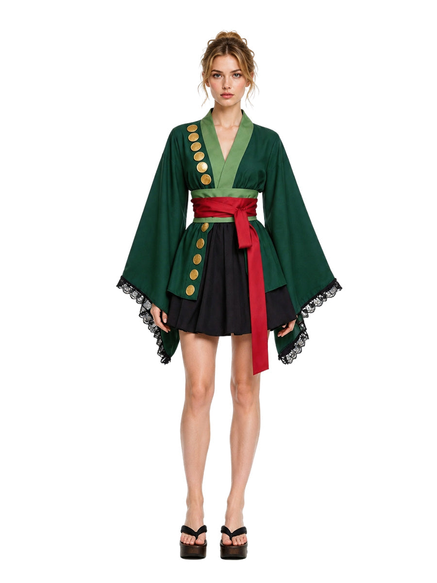 Women 3 Piece Kimono Cosplay Costume