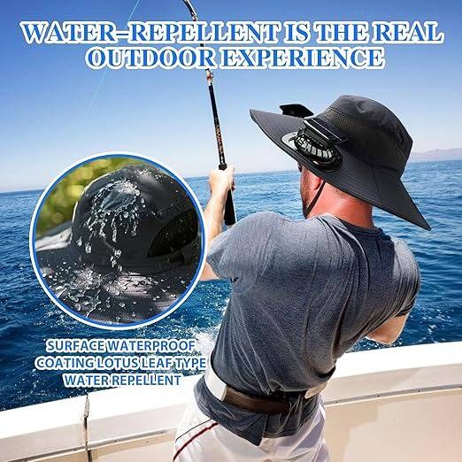 Men Sun Hat Solar Powered Cooling Fans with Wide Brim Protection - Image 7