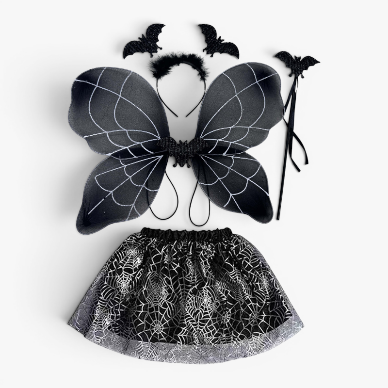 Girls 4 Piece Tulle Bat Costume Set