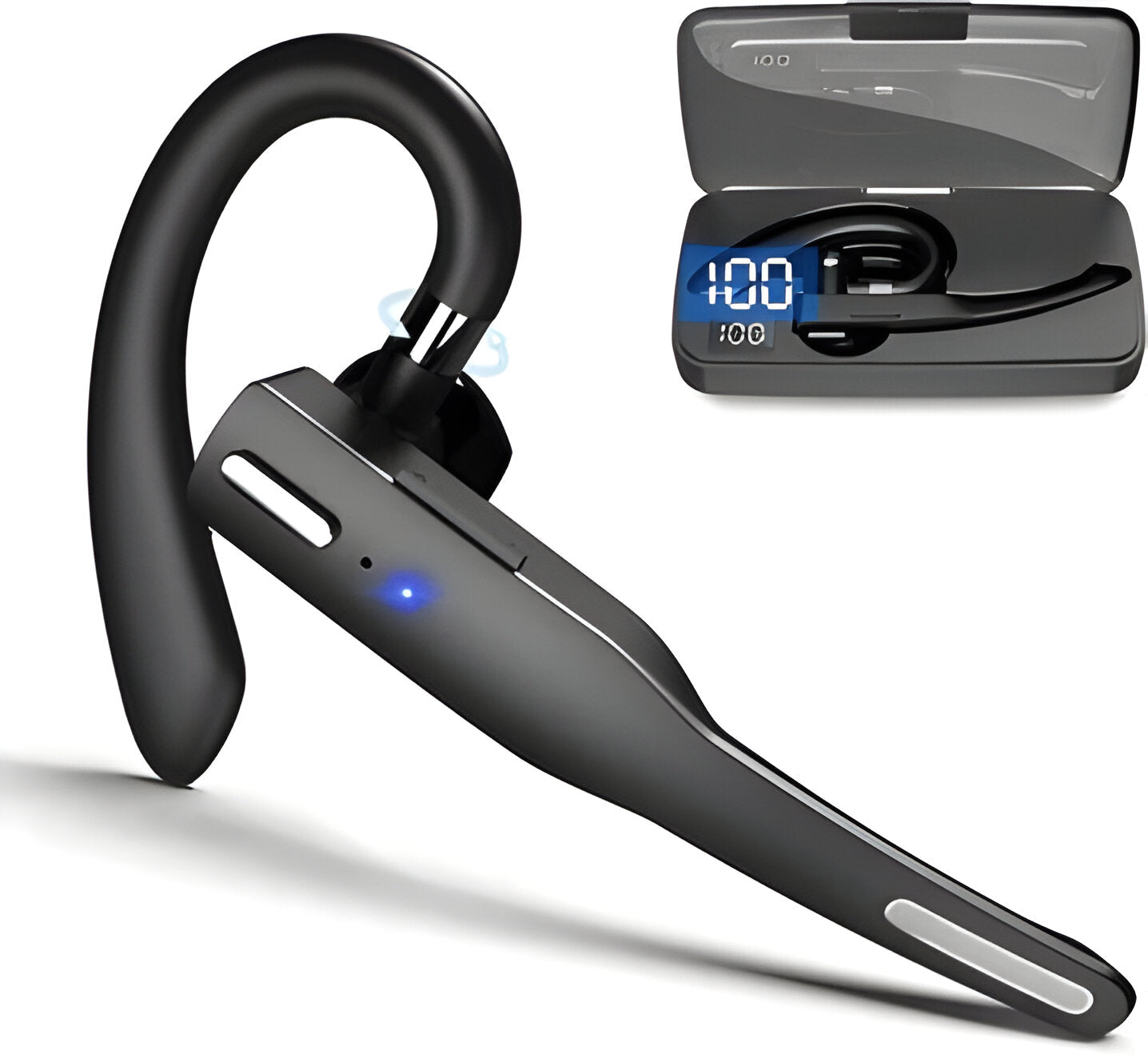 Wireless Bluetooth Headset Dual Microphone Noise Cancelling Earpiece