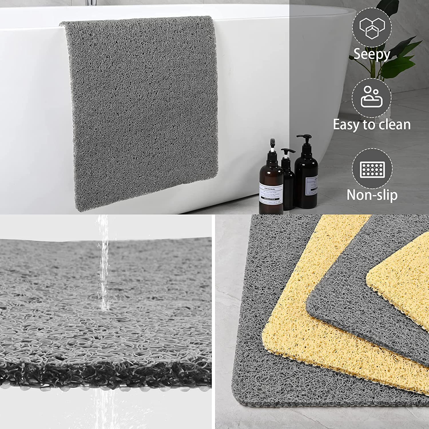 Non Slip Bathroom Shower Mat Anti-Slip Quick-Drain Support - Image 8