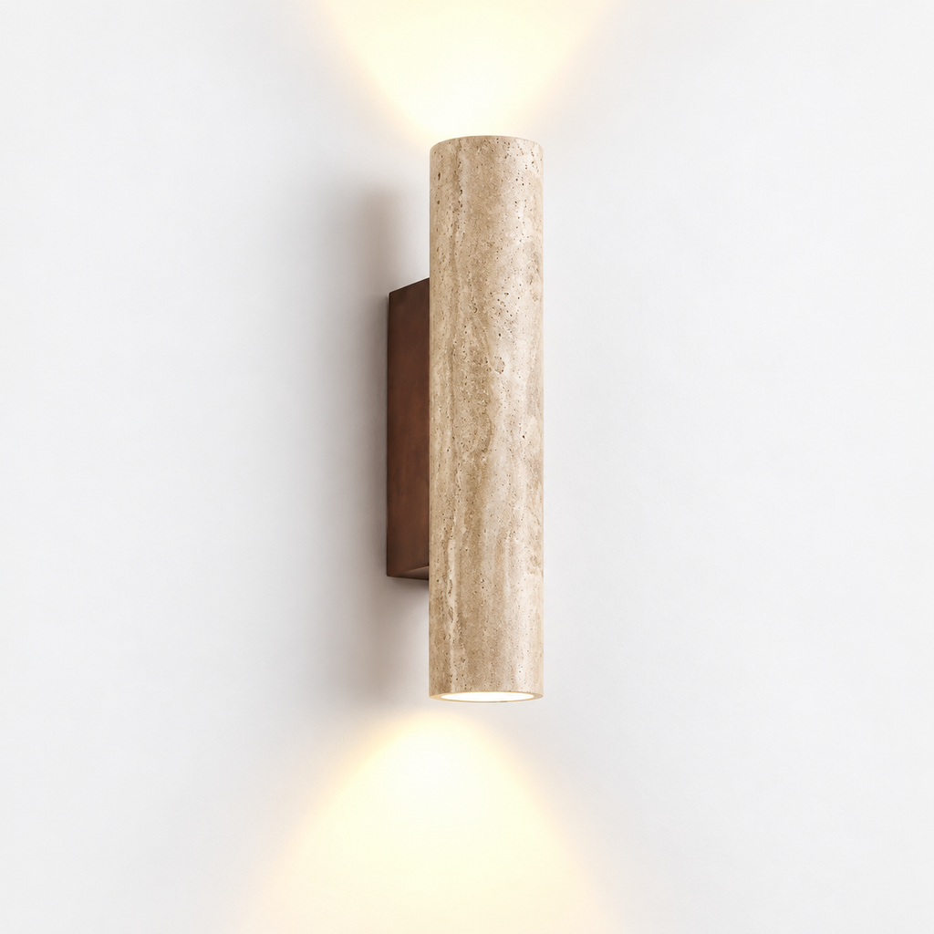 Cylindrical Travertine Wall Sconce Up Down Light