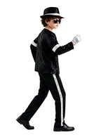 Kids Sequin Pop Star Costume Black 80s Stage Outfit Set - Image 3