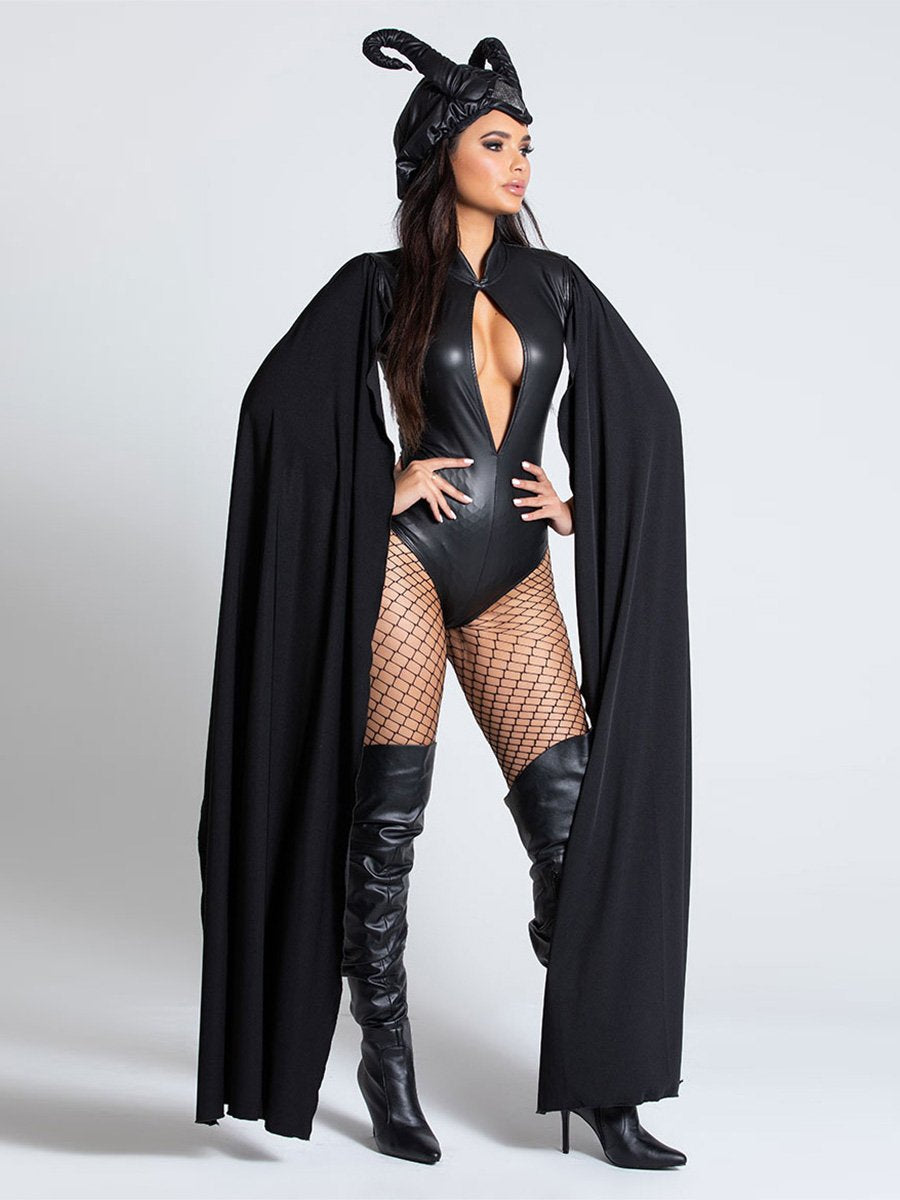 Women Faux Leather Devil Costume - Image 2
