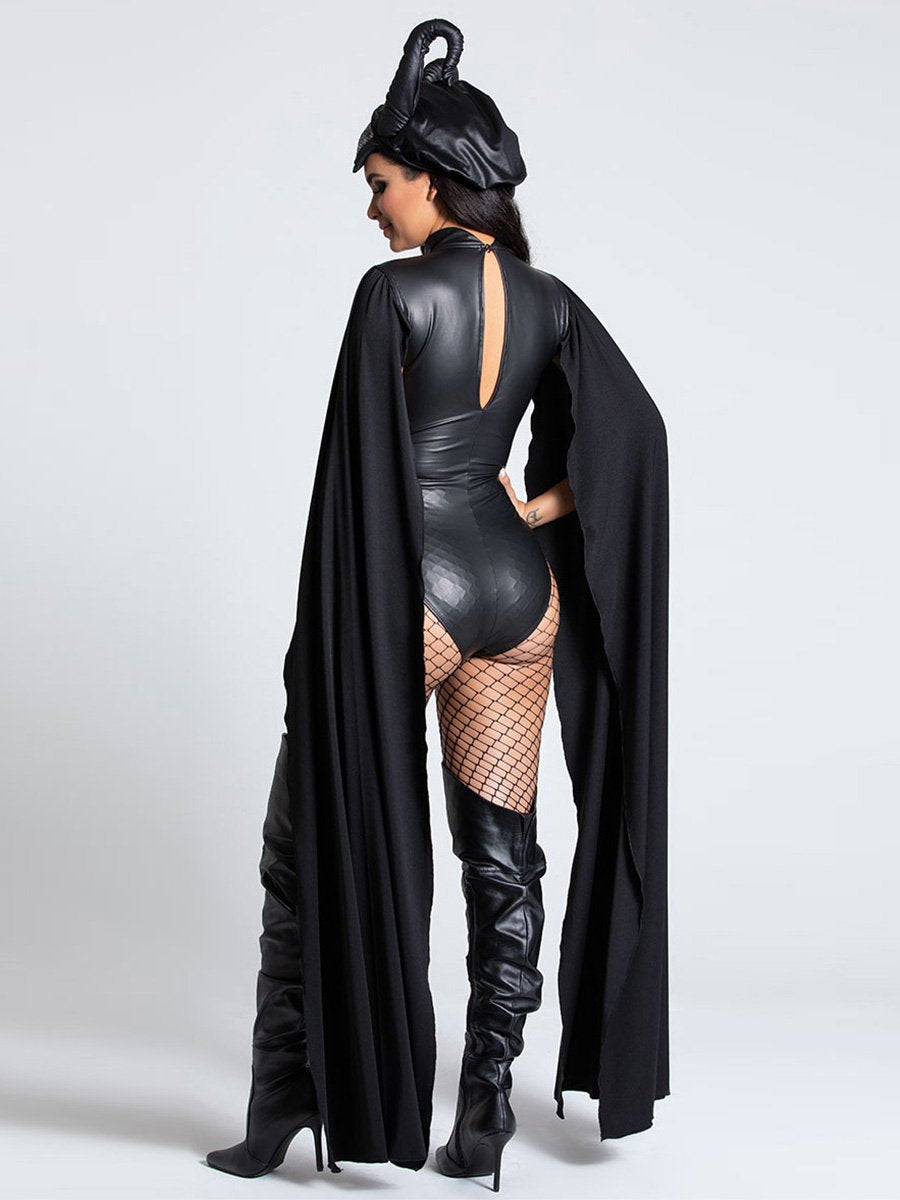 Women Faux Leather Devil Costume - Image 3