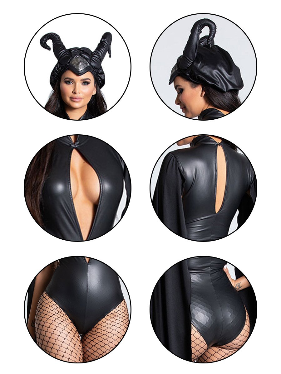 Women Faux Leather Devil Costume - Image 4