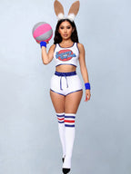 Women 5 Piece Bunny Cheerleader Costume