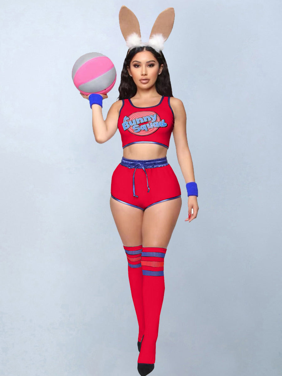 Women 5 Piece Bunny Cheerleader Costume - Image 8