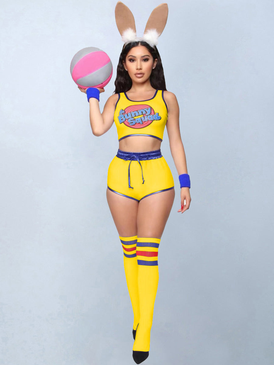 Women 5 Piece Bunny Cheerleader Costume - Image 7
