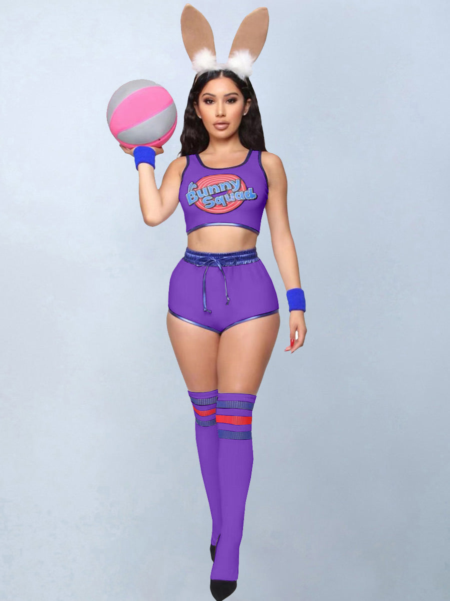 Women 5 Piece Bunny Cheerleader Costume - Image 11